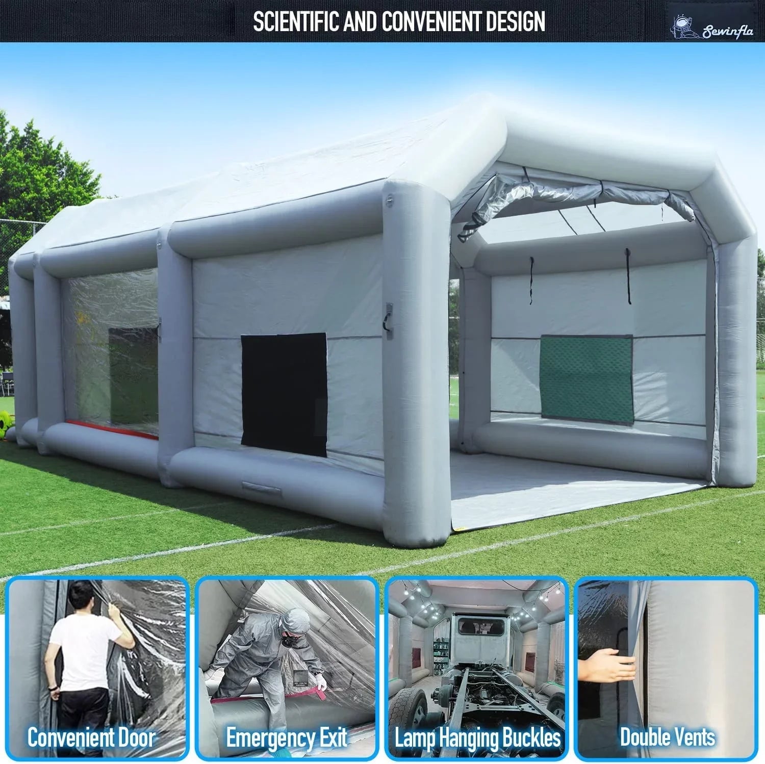 Sewinfla Inflatable Paint Booth 23x20x14.5Ft with Blowers Professional Inflatable Spray Booth Portable Car Painting Booth