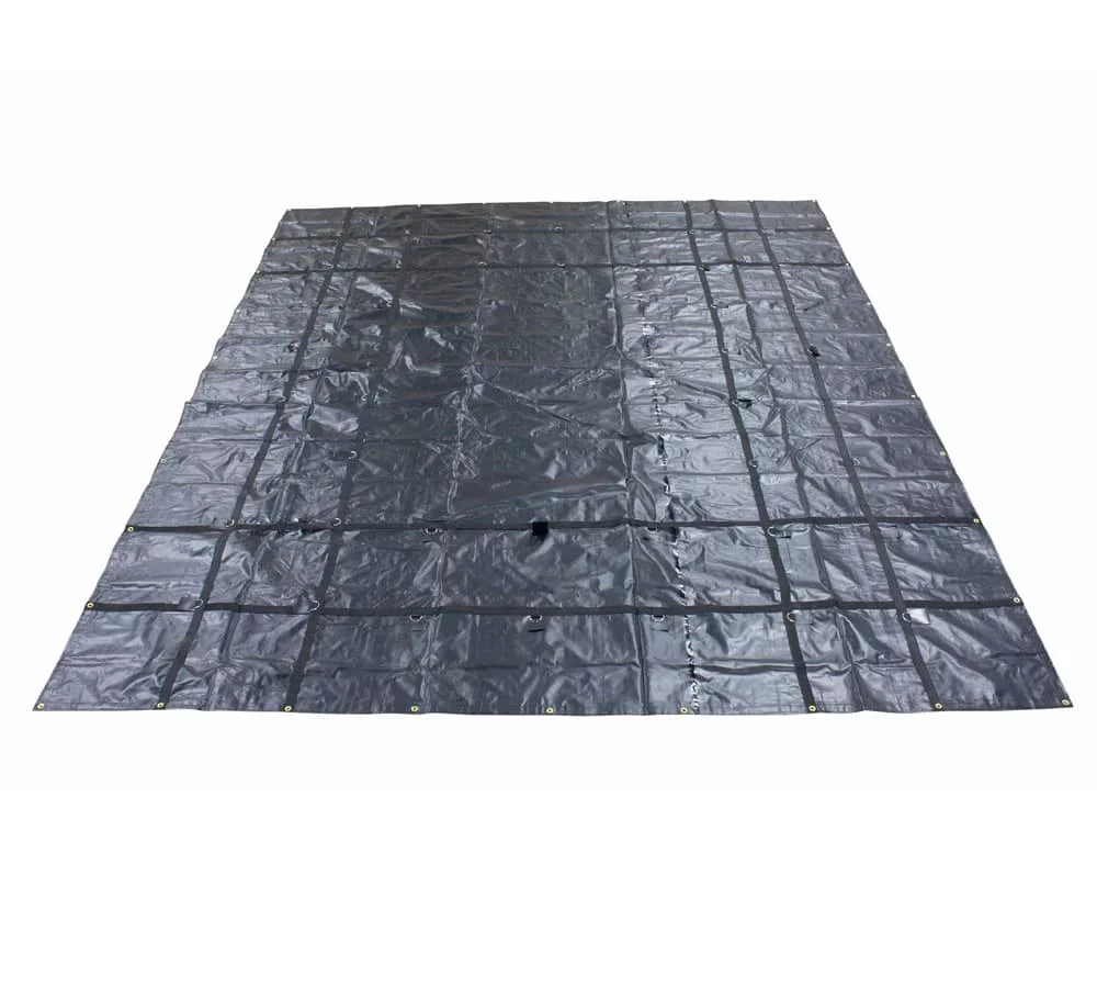 24' x 18' Black Steel Tarp for Heavy Duty Truck Cargo - 14 Oz Vinly Lightweight Flatbed Tarps with 8' Drop - Liquid Tarp for Trailers to Protect Cargo from Wind, Rain, Snow and Sun