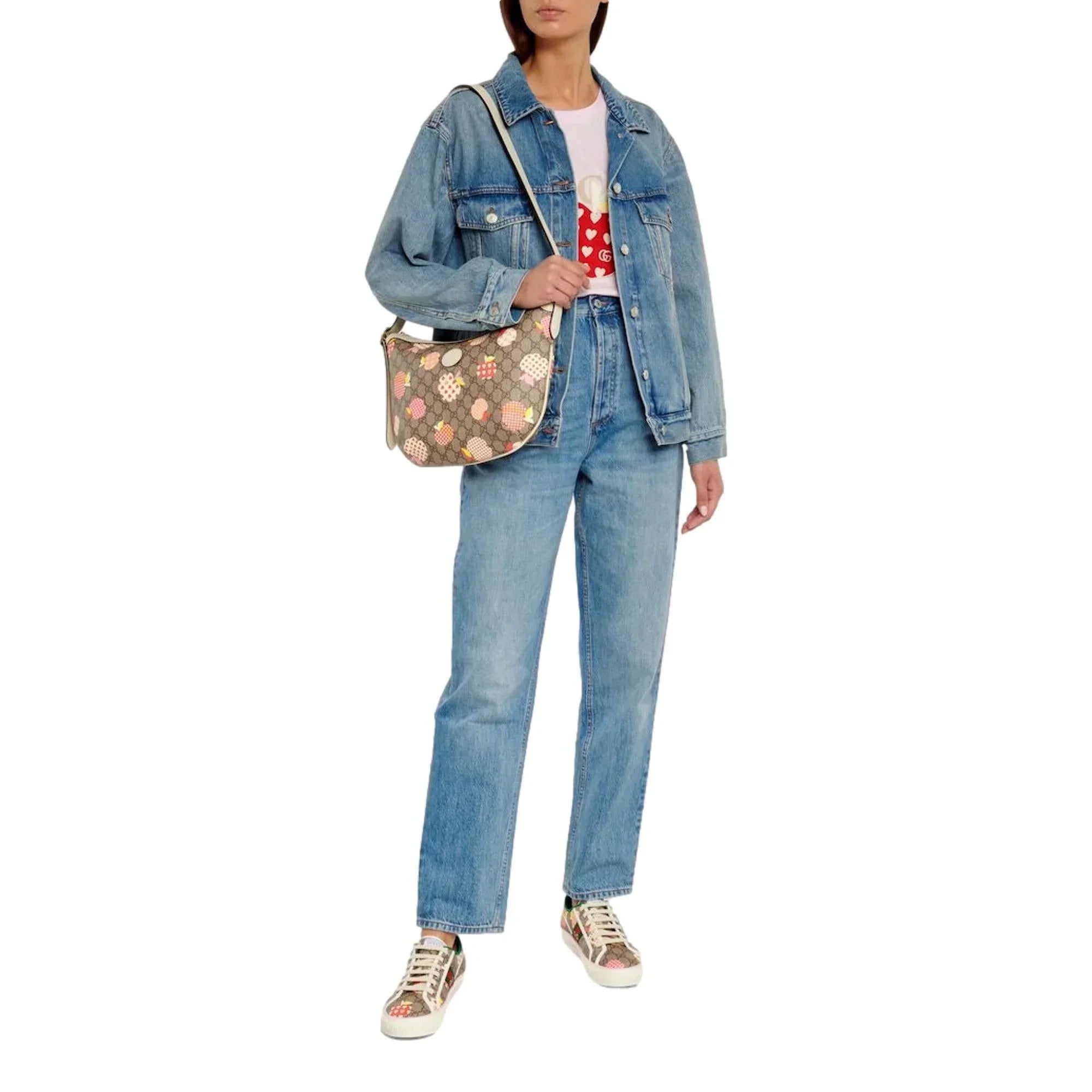 New Gucci Les Pommes GG Supreme Shoulder Bag 598125