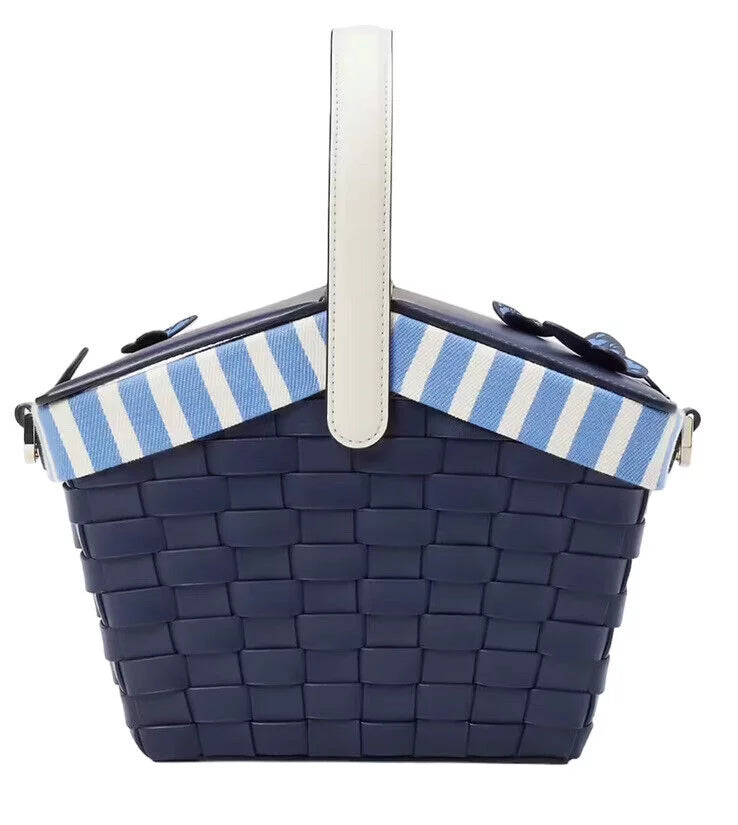Kate Spade Novelty Butterfly Flutter Fly Picnic Basket Bag Blue