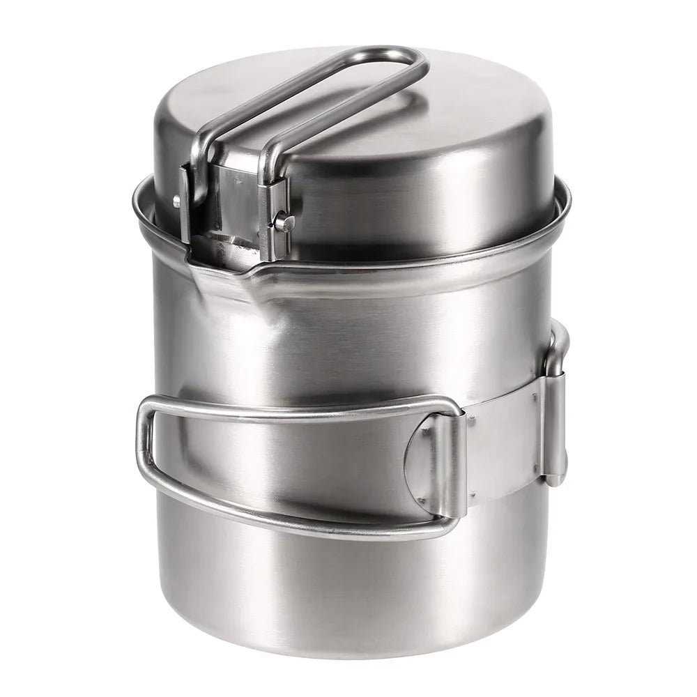 Arealer Portable Camping Stove Combo Wood Burning Stove and Cooking Pot Set for Backpacking Fishing Hiking