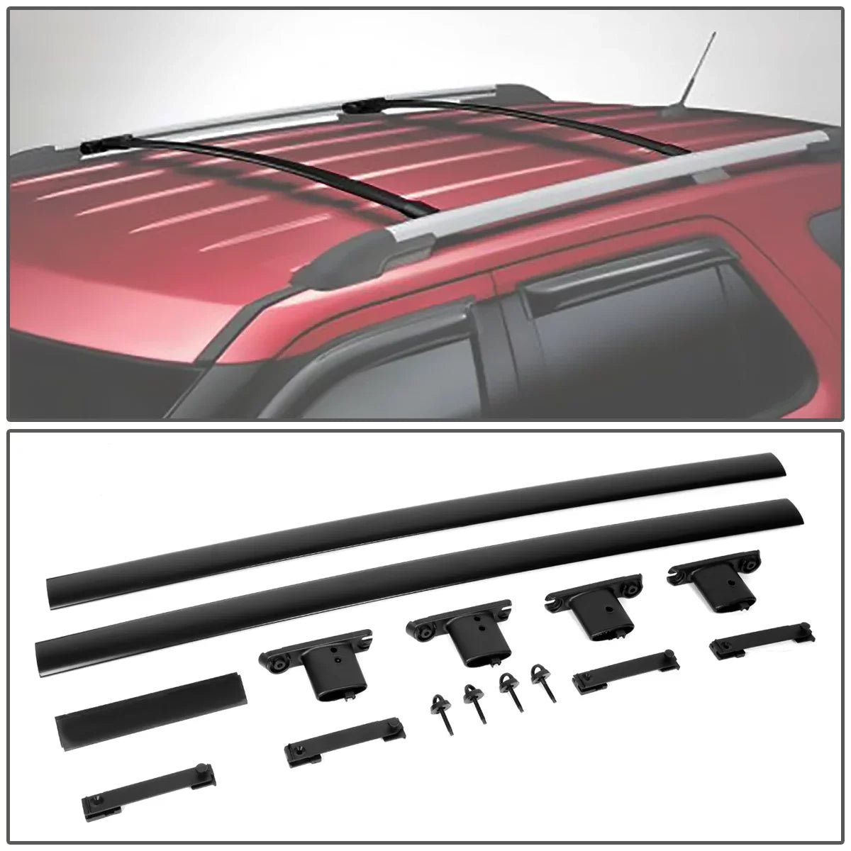DNA Motoring RR-FEX11 For 2011 to 2015 Ford Explorer Pair Aluminum OE Style Roof Rack Top Crossbars (Black Coated)