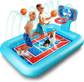 Splash Pool Pad With Sprinkler System, Hoop And 2 Inflatable Basketballs - Splash Pad For Kids - Kids Summer Toys And Fluid 82-inch.