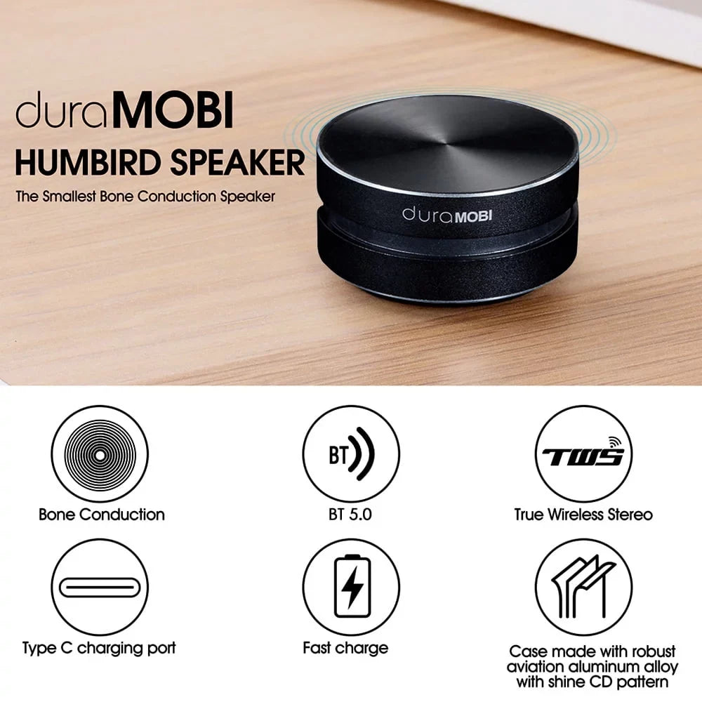 dura MOBI 1 Pack Wirelessly BT Speaker Bone Conduction Speakers Mini Portable Loud Stereo Sound Built-in Mic Sound Box Red