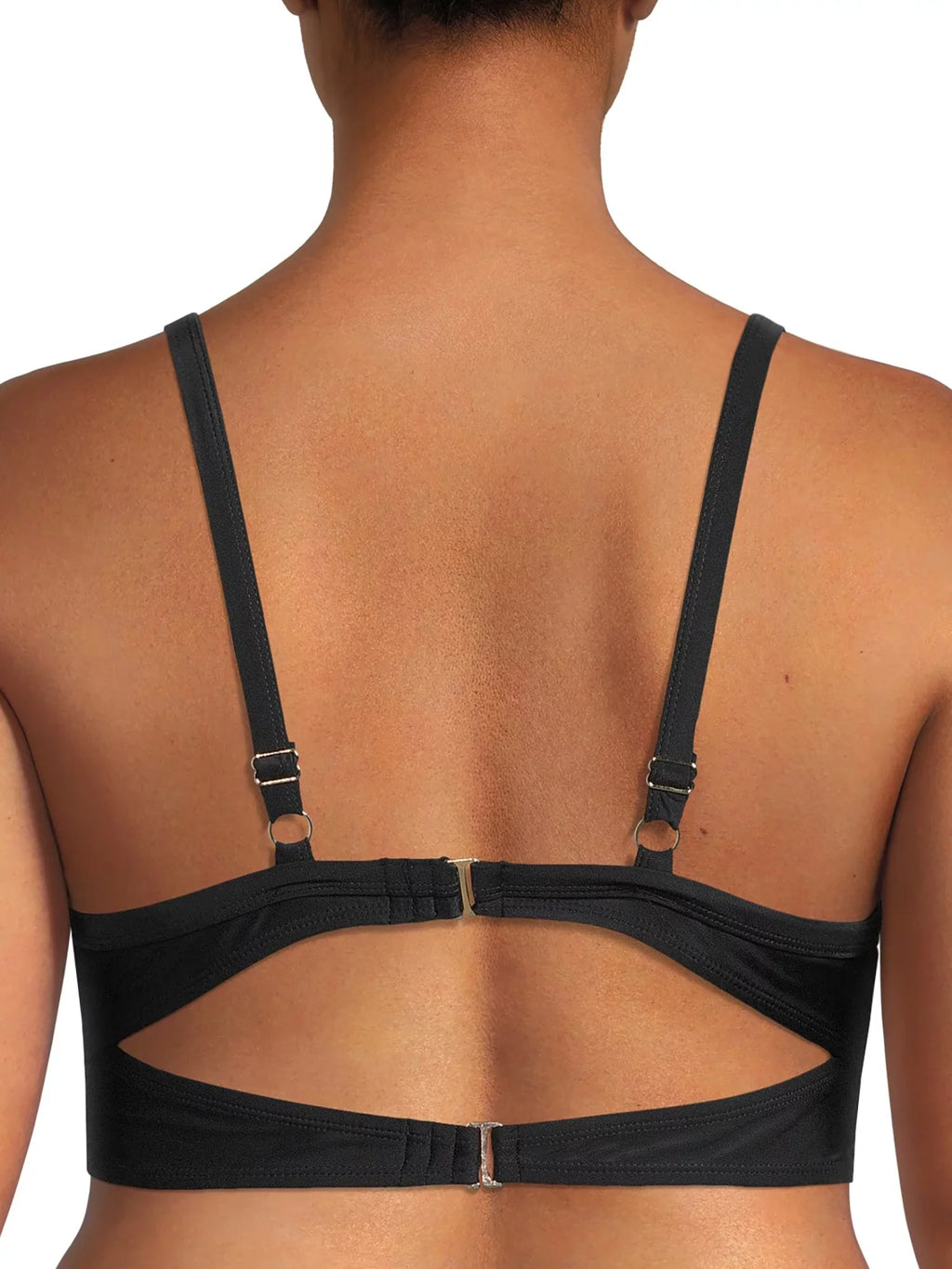 Nicole Miller BLACK Twist Front Bikini Top + Hi Waist Shirred Bottom 2Pc XL