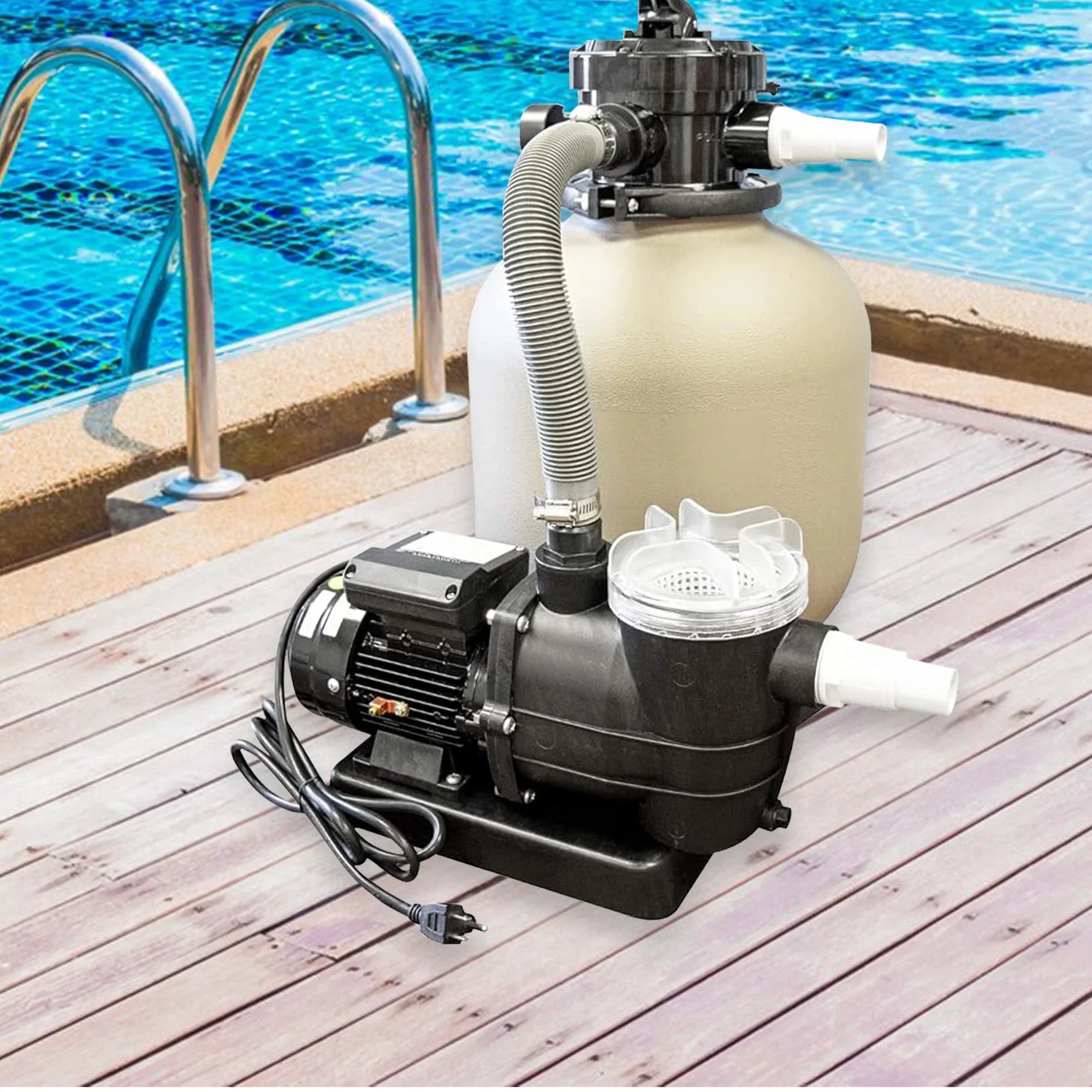 HYDROTOOLS By SWIMLINE 714061 Hydro-Flo 0.35 (0.45 THP) 2400 GPH ABOVE GROUND Powerful Pool Pump 1 Speed Extra Large Strainer Basket Vertical Discharge 115V Energy Saving Silent Noise DOE Certified