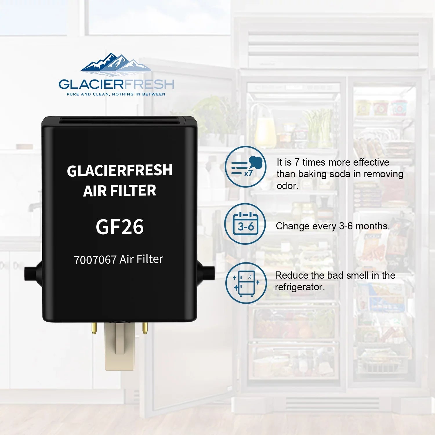 GLACIER FRESH Air Filter Replacement for Refrigerator 7007076 Air Filter, 1 Pack