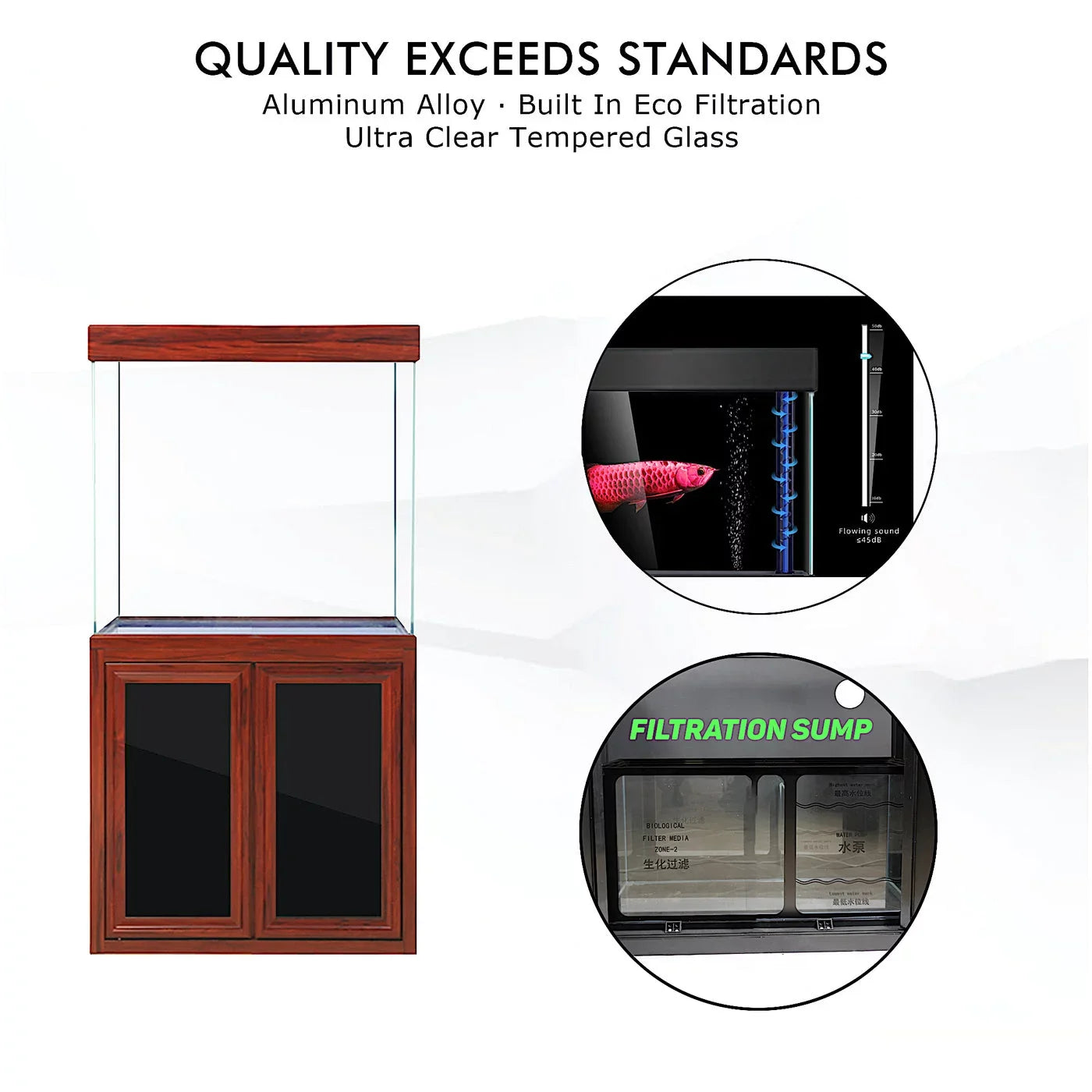 Aqua Dream 50 Gallon Tempered Glass All-in-one Aquarium Redwood