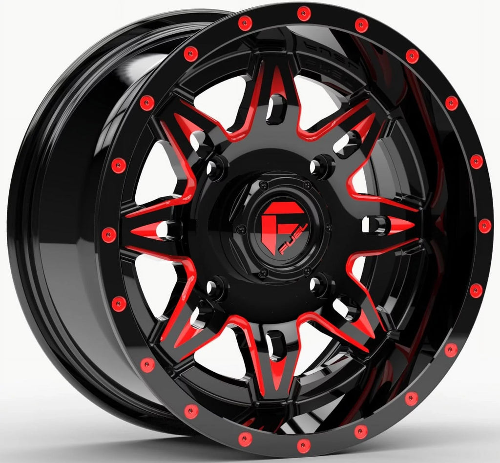 Fuel Lethal 15" Wheels Red 32" Warrior XT Sticky Tires Kawasaki Teryx Mule