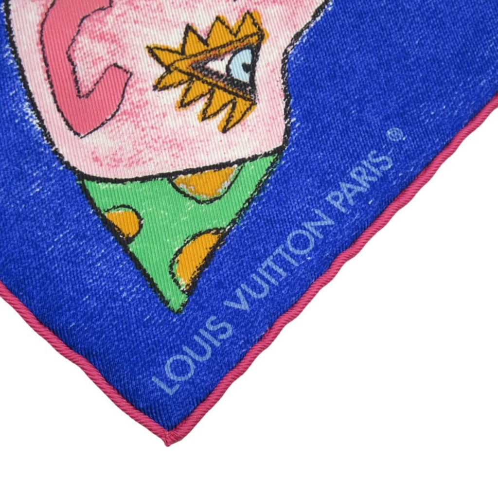 Pre-Owned Louis Vuitton Scarf William Wilson Blue Estimated Silk (Good)