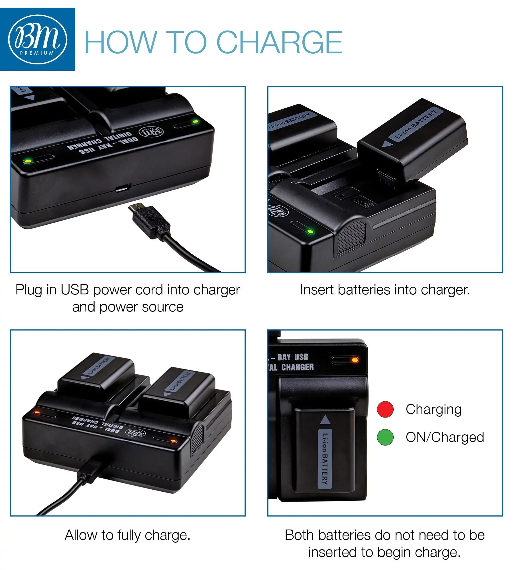 BM 2 NP-FW50 Batteries and Dual Charger for DSC-RX10 II, III, IV Alpha 7 a7 A7 II a7R A7s II a3000 a5000 a6000 A6100 a6300 a6400 a6500 Cameras