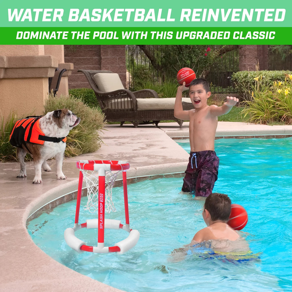 GoSports Splash Hoop 360 Floating Pool Basketball Game | Includes Hoop, 2 Balls and Pump