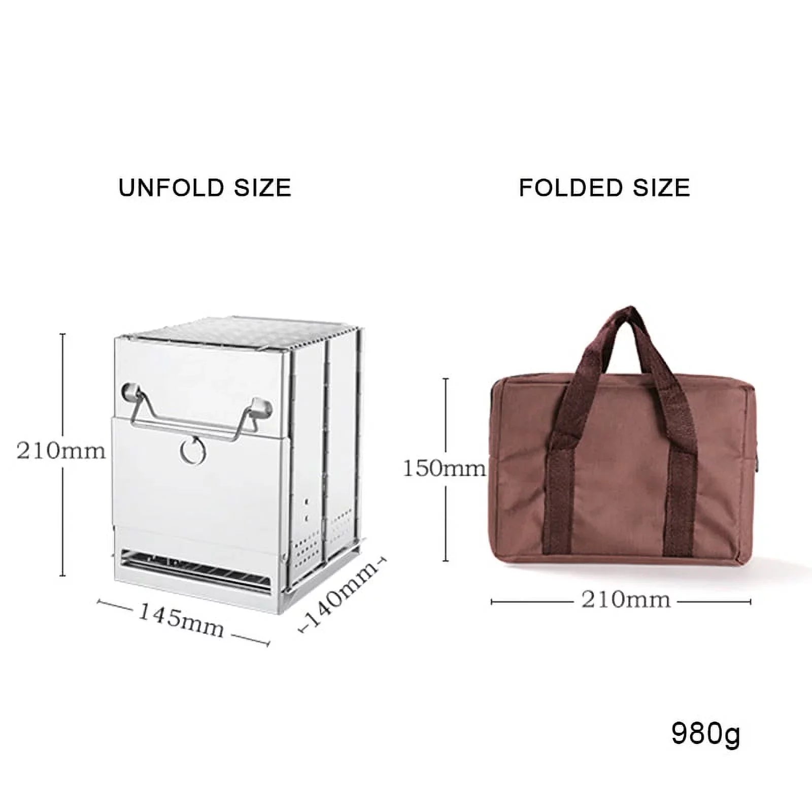Arealer Folding Wood Burning Stove Channel Kit BBQ Grill with Carry Bag for Backpacking Hiking Camping Cooking