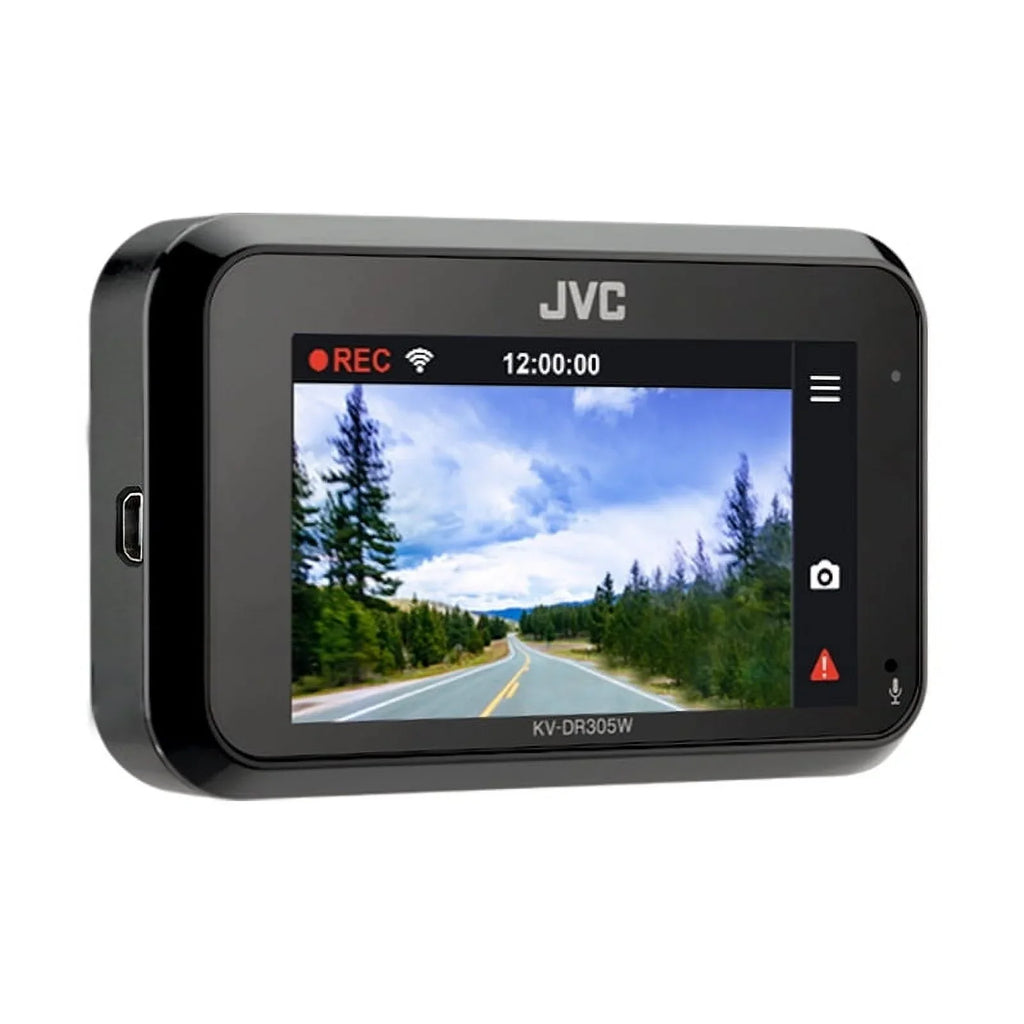 JVC KV-DR305W Full-HD-Dashcam featuring Integrated GPS, Built-in Wi-Fi, Full HD recording, 3-Axis G-Force Sensor and Smartphone Linkag