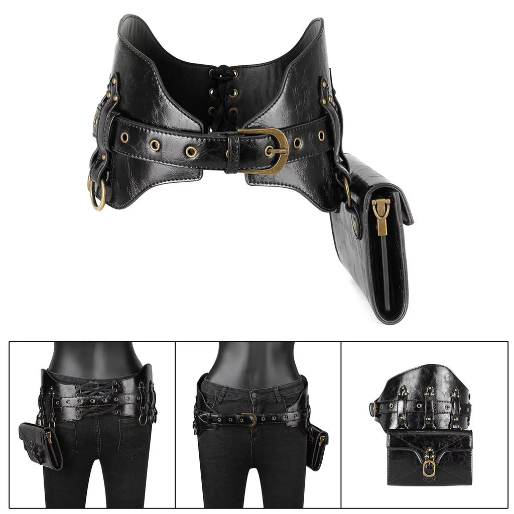 Gothic Waist Packs Fanny Pack Women Girls Handbag Portable Sturdy Punk Bag Steampunk Bag for Fishing Street Short Trips Dating Backpacking