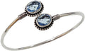Blue Topaz Gemstone Adjustable Fashion Bracelet for Women, Ethnic Modern Design Silver Plated Cuff Bracelet, Handmade Designer Party Jewelry, November Birthstone