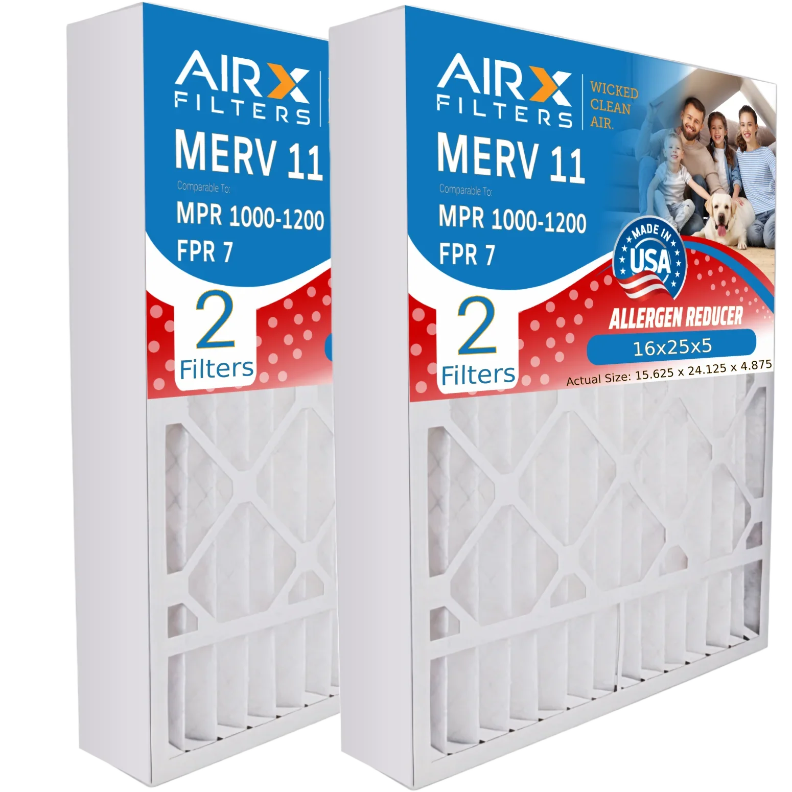16x25x5 Air Filter MERV 11 Comparable to MPR 1000, MPR 1200 & FPR 7 Compatible with Ultravation 91-005 Filter MERV 11 Comparable to MPR 1000, MPR 1200 & FPR 7 by AIRX FILTERS WICKED CLEAN AIR.