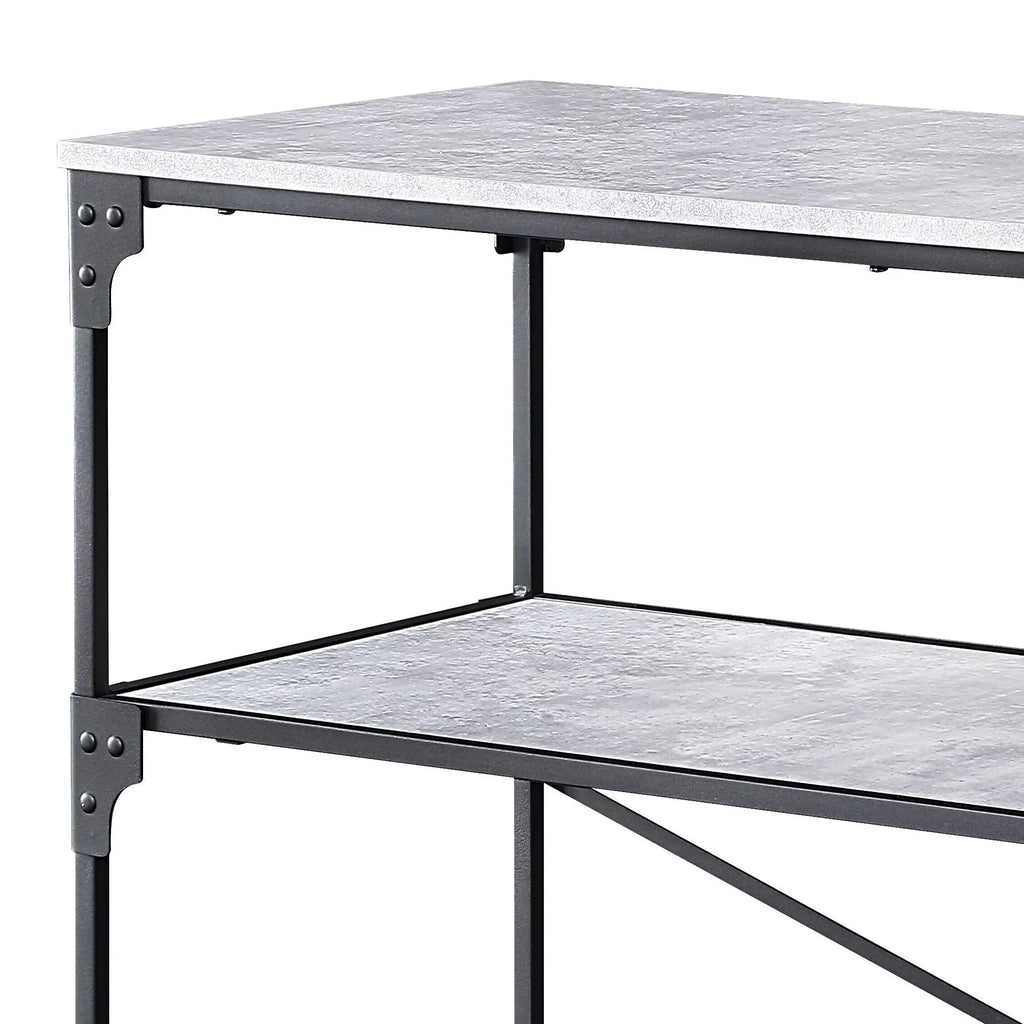 Faulkner Black and Concrete 2-shelf Kitchen Island