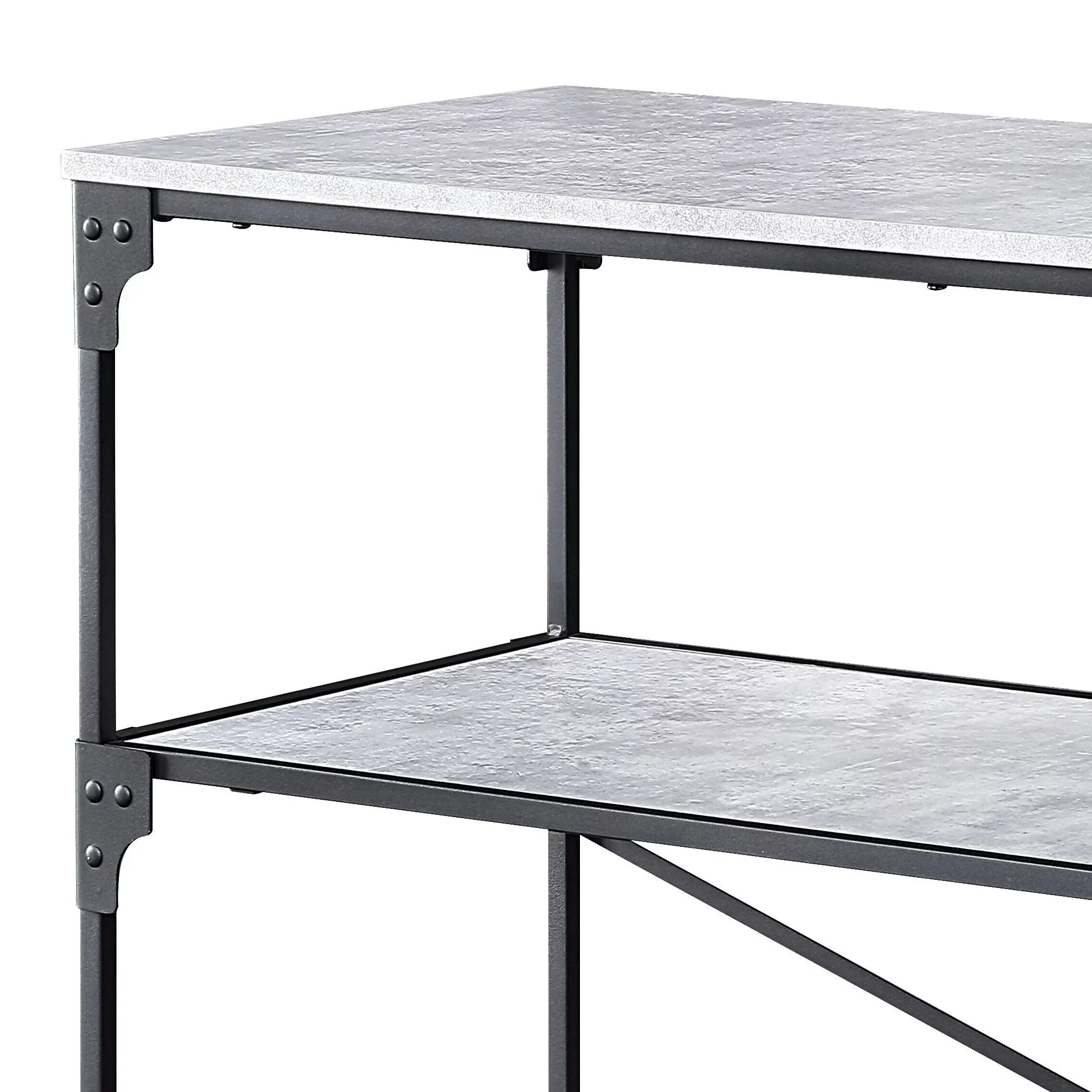 Faulkner Black and Concrete 2-shelf Kitchen Island