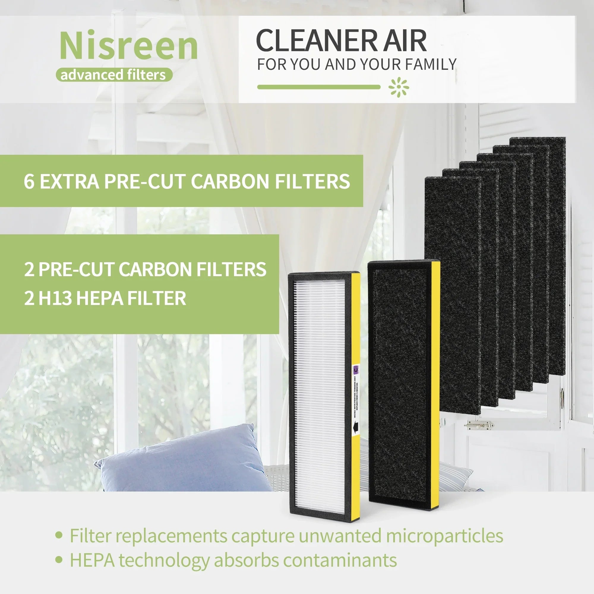 DAJDAH FLT5000 HEPA Filter C Replacement for Germ Guardian Air Purifier Filter Replacement FLT5000 FLT5111 AC5000 Models AC5250PT AC5000E AC5300B AC5350W | 4 HEPA and 6 Pre-Filter
