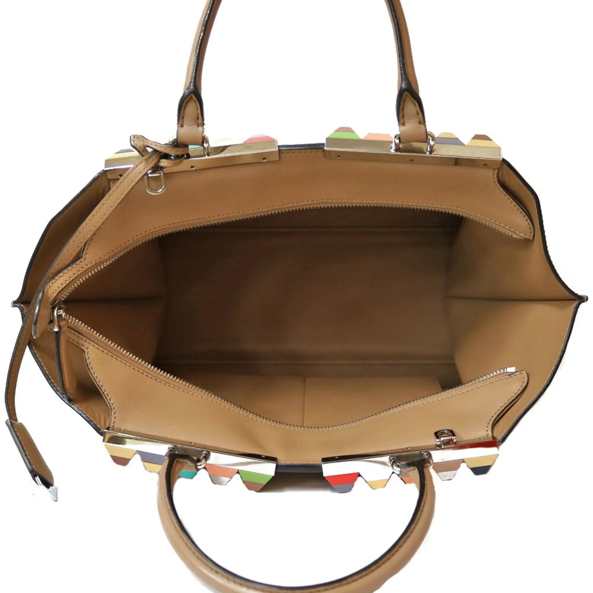 Pre-Owned FENDI Shoulder Bag Trois Heors Beige Women's Leather (Good)