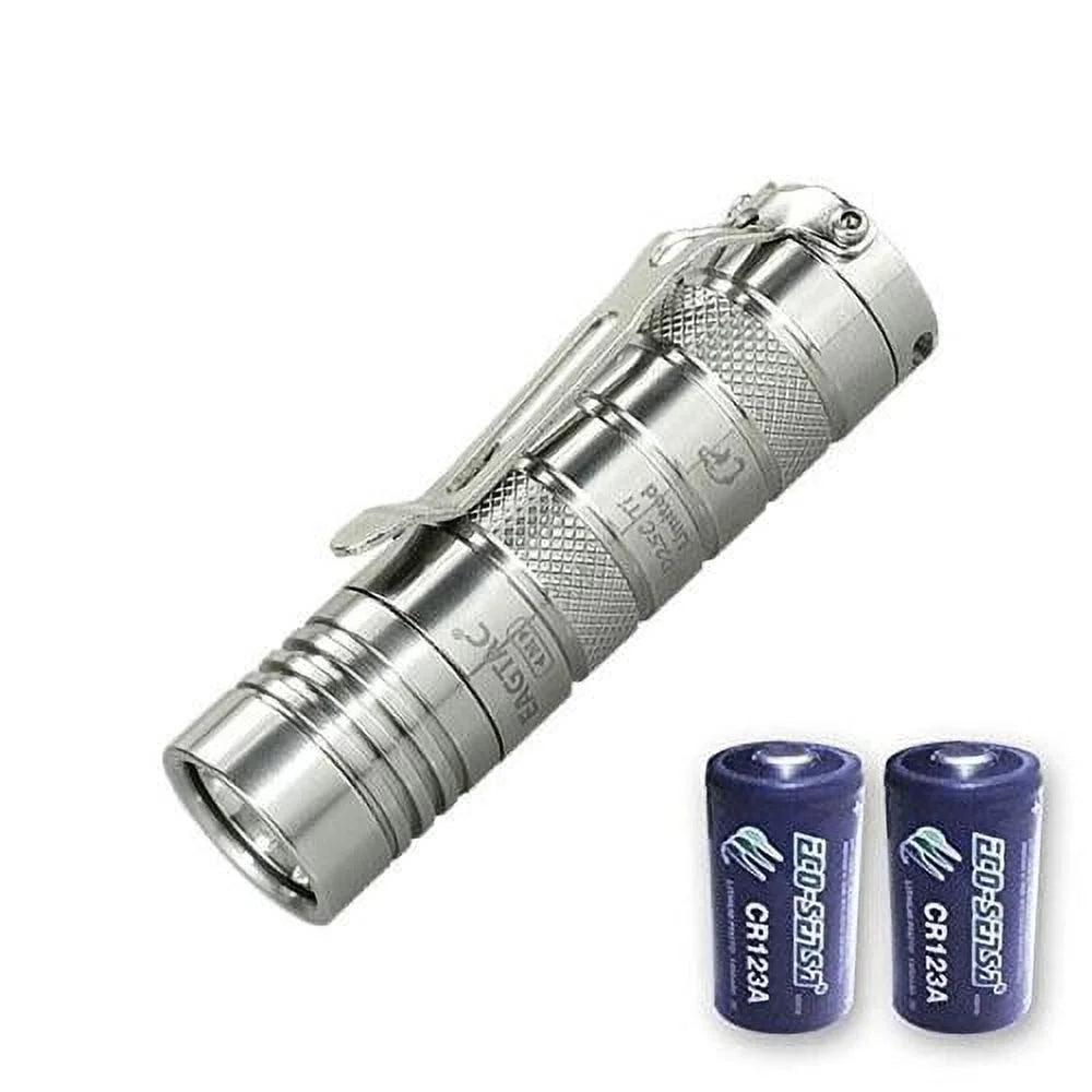 EAGTAC D25C Clicky XP-L Ti Flashlight -520 Lumens with RCR123A Rechargeable Battery and USB Portable Charger