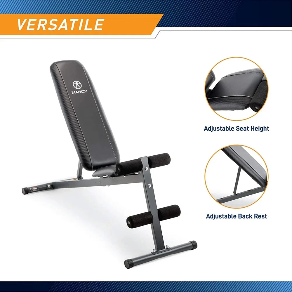 Marcy SB-261W Utility Bench for Upright, Incline, Decline, and Flat Exercise Bundle with Deco Essentials 27 Ounce Fluid Bottle and Workout Cooling Sport Towel