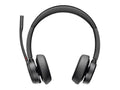 Poly Voyager 4320 USB-A Headset - Siri, Google Assistant - Stereo, Mono - USB Type A, USB Type C - Wireless - Bluetooth - 300 ft - 20 Hz - 20 kHz - On-ear - Binaural - Ear-cup - 4.92 ft Cable - Ele...