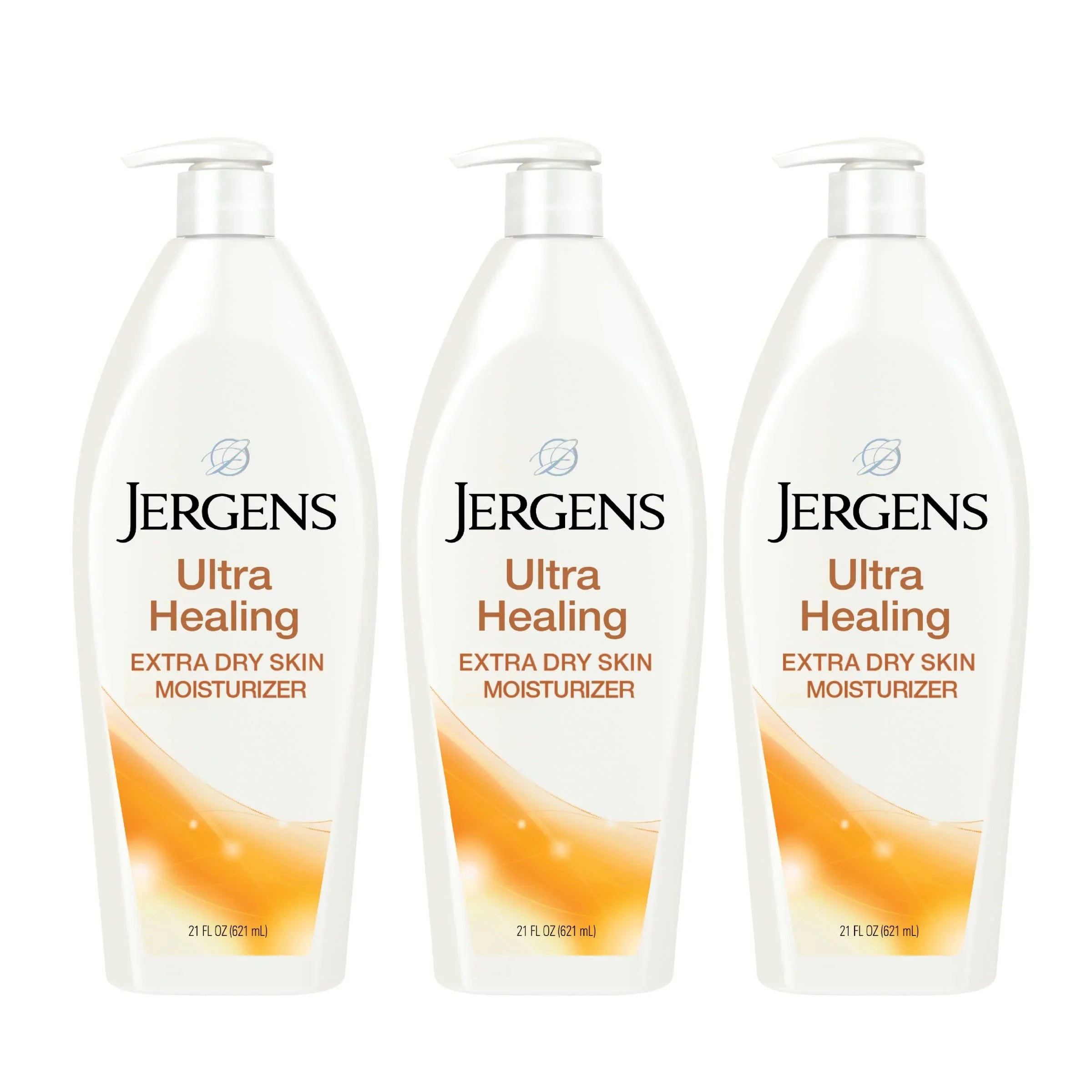 Jergens Ultra Healing Dry Skin Lotion, Hand And Body Moisturizer For Quick Absorption Into Extra Dry Skin With Hydralucence Blend, Vitamins C, E And B5, White, 21 Oz, 3 Count.