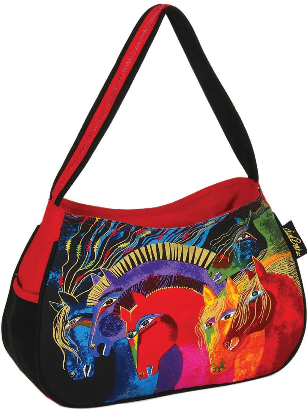 Laurel Burch Medium Hobo Zipper Top 15"X4.5"X9"-Wild Horses Of Fire