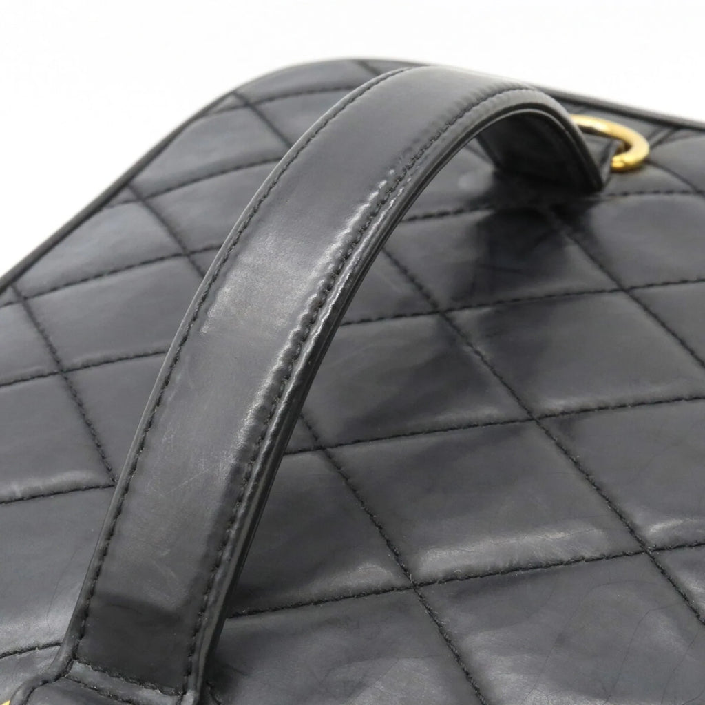 Pre-Owned CHANEL Chanel Matelasse Coco Mark Vanity Bag Handbag Shoulder Leather Black (Fair)