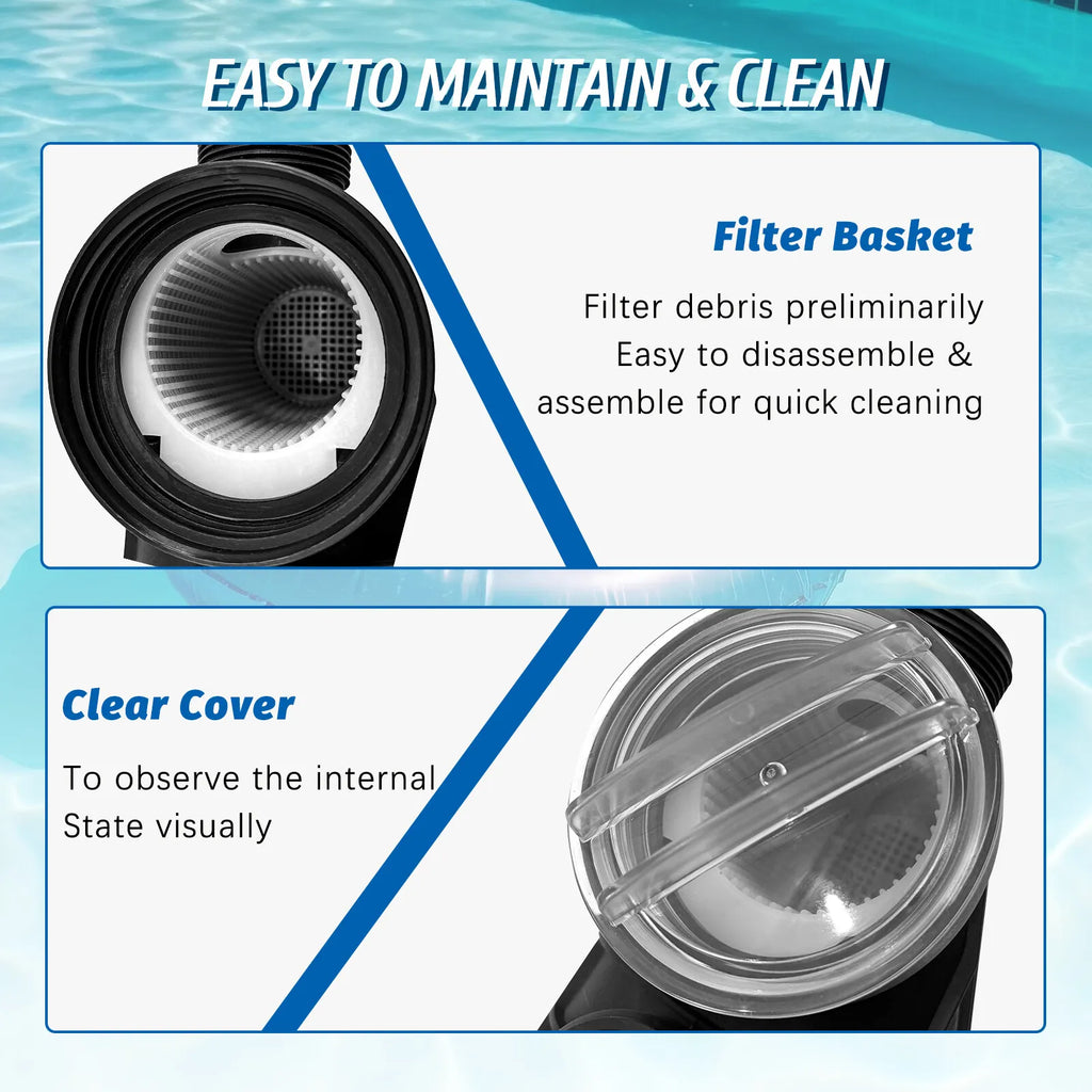 JSTUOKE 13" Pool Sand Filter, 6 Way Valve High-Flo Sand Filter Pump System w/ 3/4HP Pool Pump, Filter up to 10,000GAL Above Ground Swimming Pool