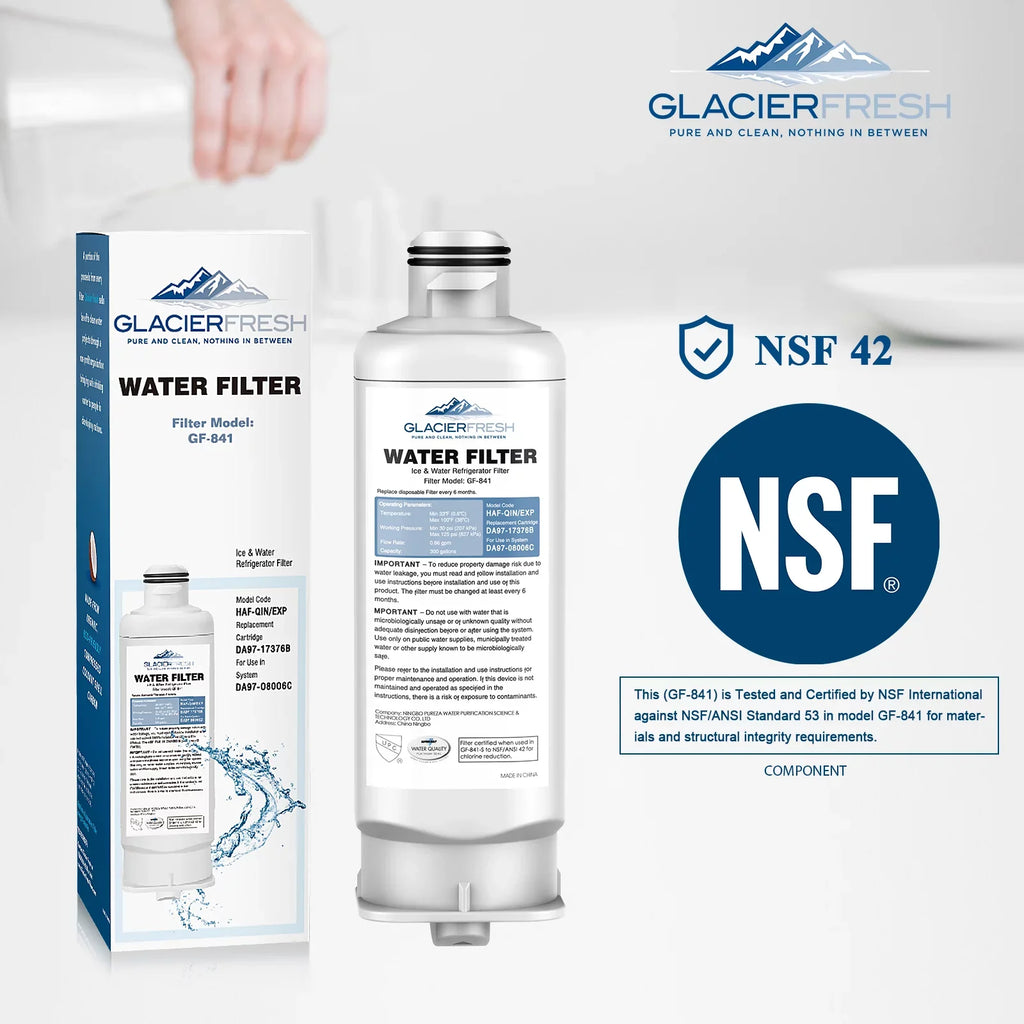GLACIER FRESH DA97-17376B HAF-QIN Refrigerator Filtered Liquid Filter Replacement for HAF-QIN/EXP, DA97-08006C, RF23M8070SG, RF23M8070SR, RF23M8090SG, RF23M8090SR (6Pack)