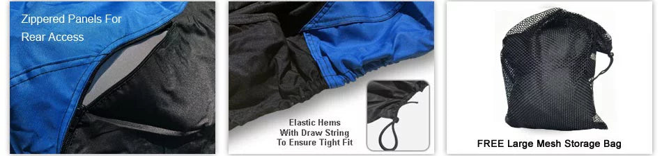 Weatherproof Jet Ski Cover For KAWASAKI Jet Ski STX-12F 2003-2004 - BLUE / Black Color - All Weather - Trailerable - Protects from Rain, Sun, UV Rays, And More! Includes Trailer Straps And Storage Bag