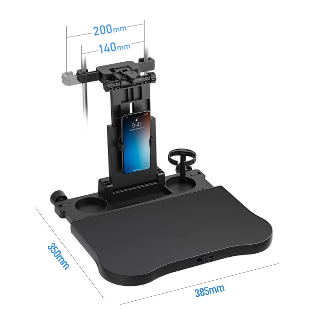 Htovila Adjustable Car Seat Travel Table Multifunctional Foldable Car Back Seat Food Tray, Car Table with Phone Holder for Working, Writing, Eating Black