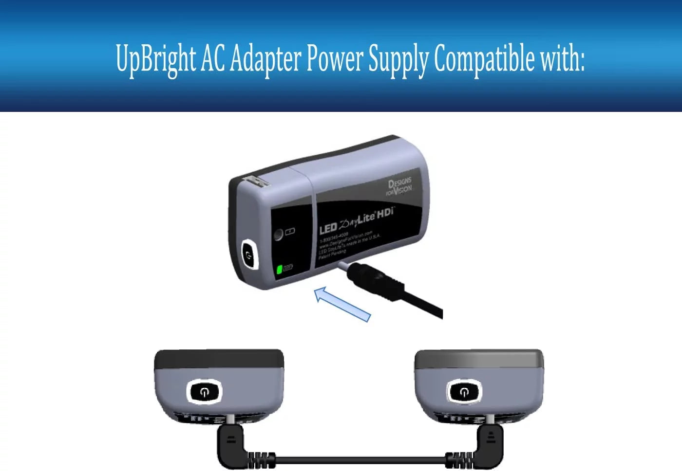 UpBright AC Adapter Compatible with Designs for Vision LED Day Lite HDI DayLite DVI-LEDSC DVI-LEDSR DVI-LEDDC 7.4VDC 7.4V Li-Ion Battery Charger 4912-0000-2019 Cell-Con 2240 8.4V DC Power Supply Cord
