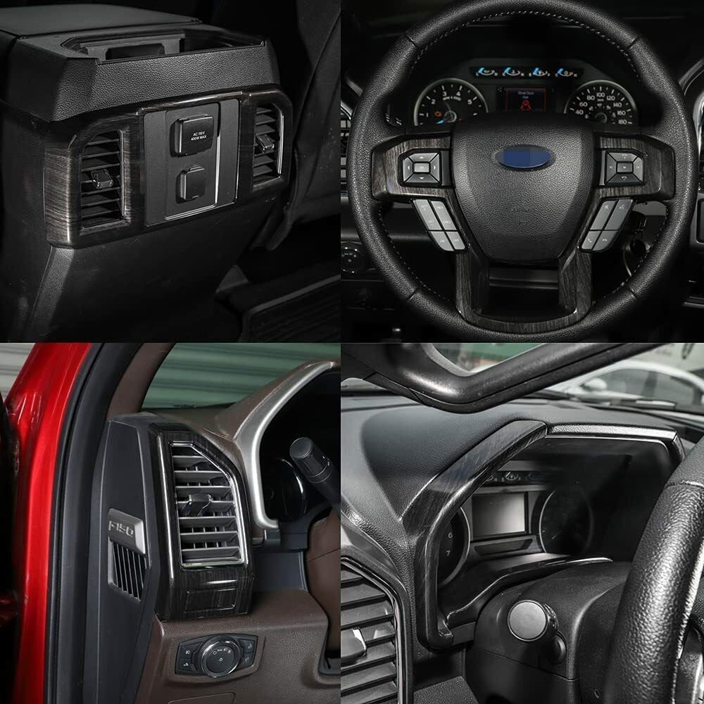 Teledu Interior Center Console Trim Cover Kit F150 15+ Black Wood Accessories