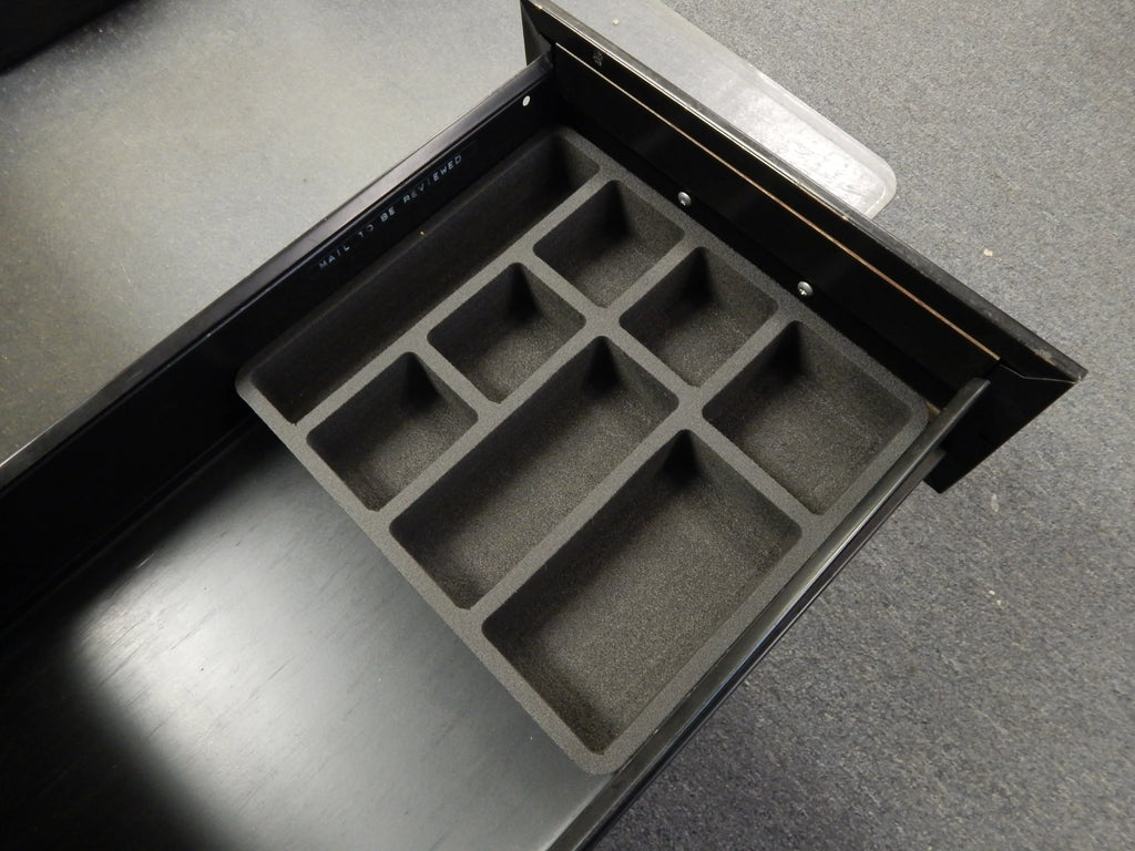 Polar Whale 4 Piece Desk Drawer Organizers Tray Non-Slip Liquid Insert for Office Home Shop Garage 12 X 10.5 X 2 Inches Black 8 Compartments Extra Deep Set of 4