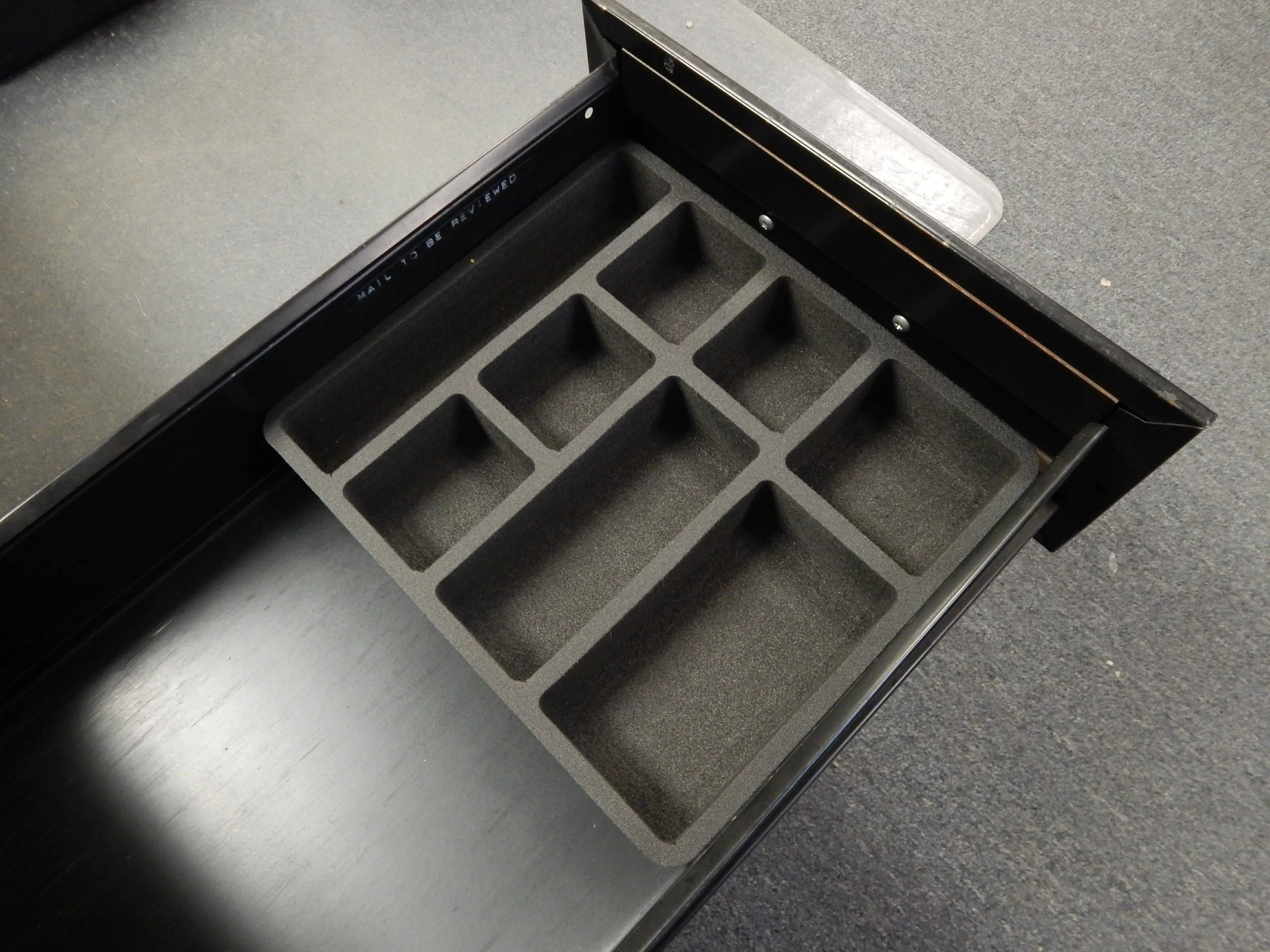 Polar Whale 4 Piece Desk Drawer Organizers Tray Non-Slip Liquid Insert for Office Home Shop Garage 12 X 10.5 X 2 Inches Black 8 Compartments Extra Deep Set of 4