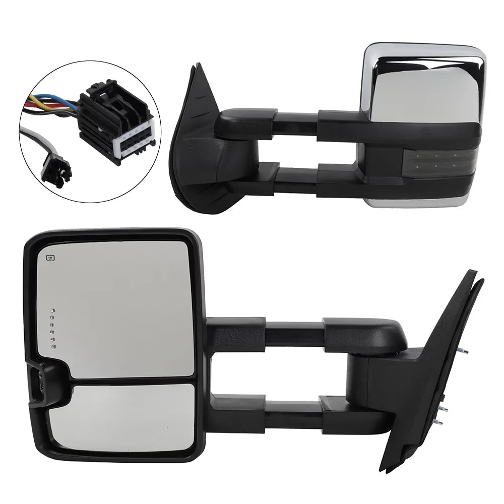 BMTBUY Power Heated Chrome Towing Mirrors for 07-13 Chevy Tahoe LED Signal & Backup Lamp