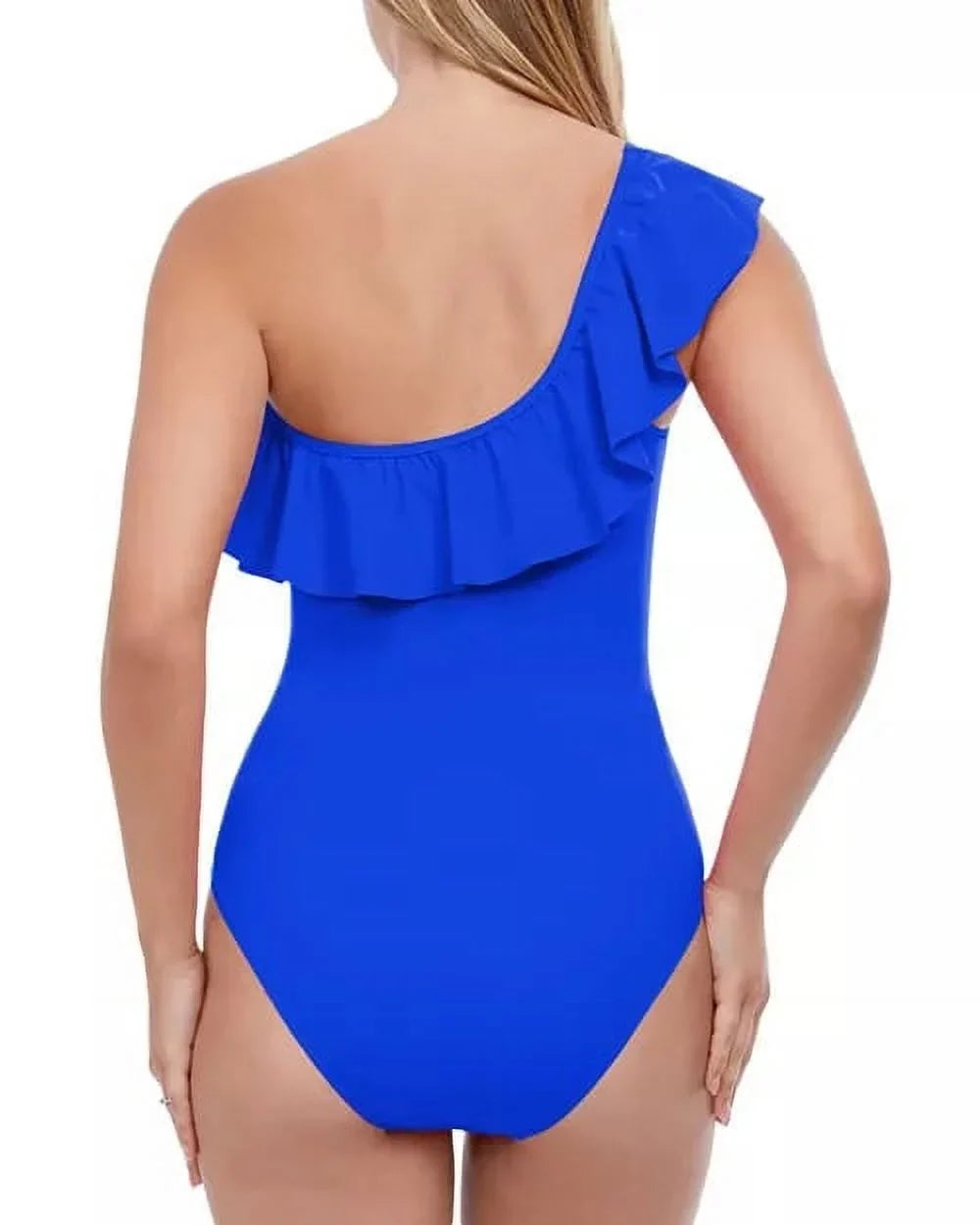 Profile by Gottex COBALT Tutti Frutti Ruffled One-Shoulder Swimsuit, US 10