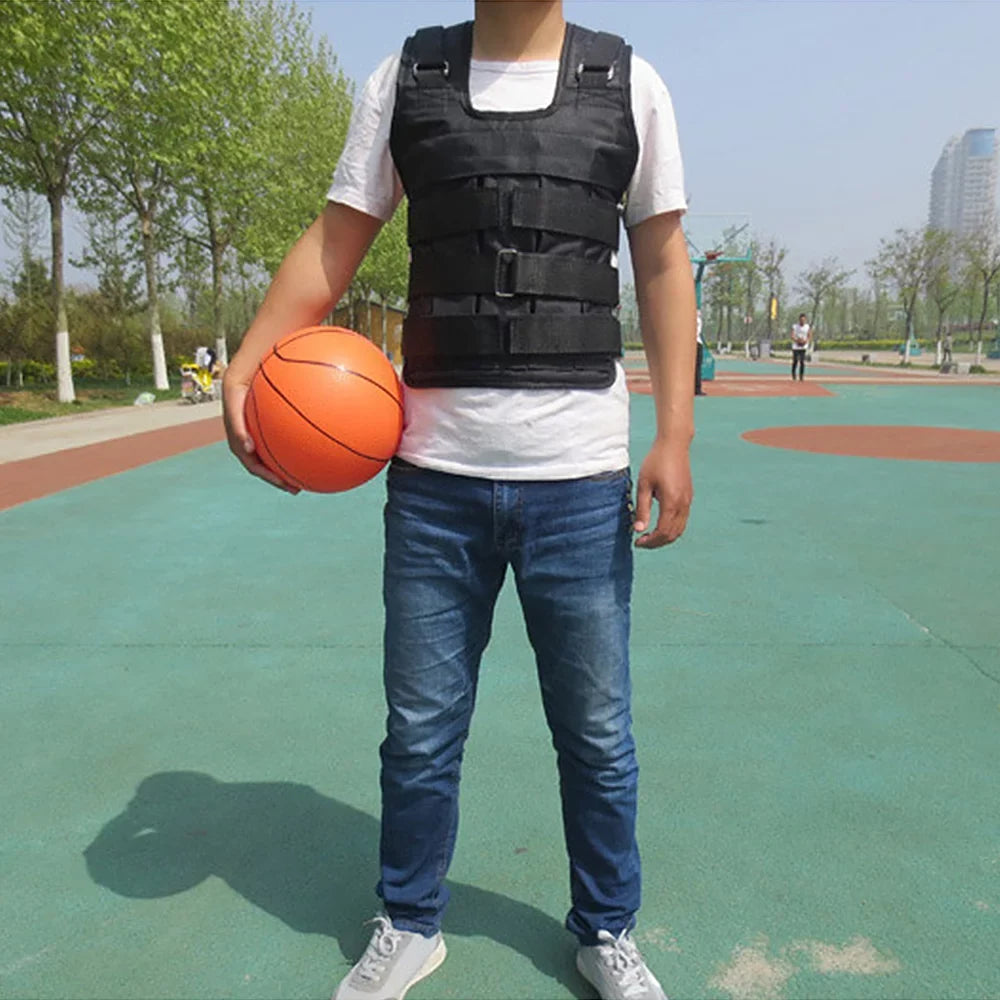 Adjustable Weighted Vest Weight Jacket Oxford Exercise Weight Loading Cloth Strength Training 50kg Max. Load (Empty)