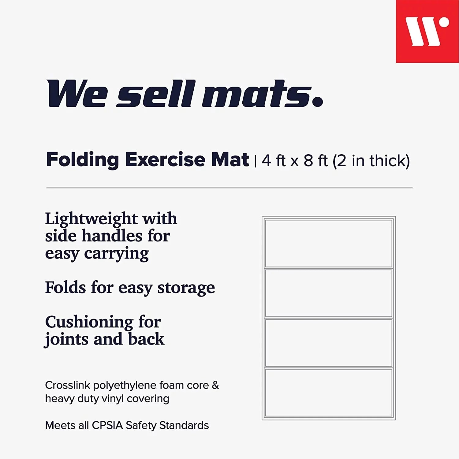 We Sell Mats Folding Personal Fitness Exercise Mat, 4' x 8' Multi-Color