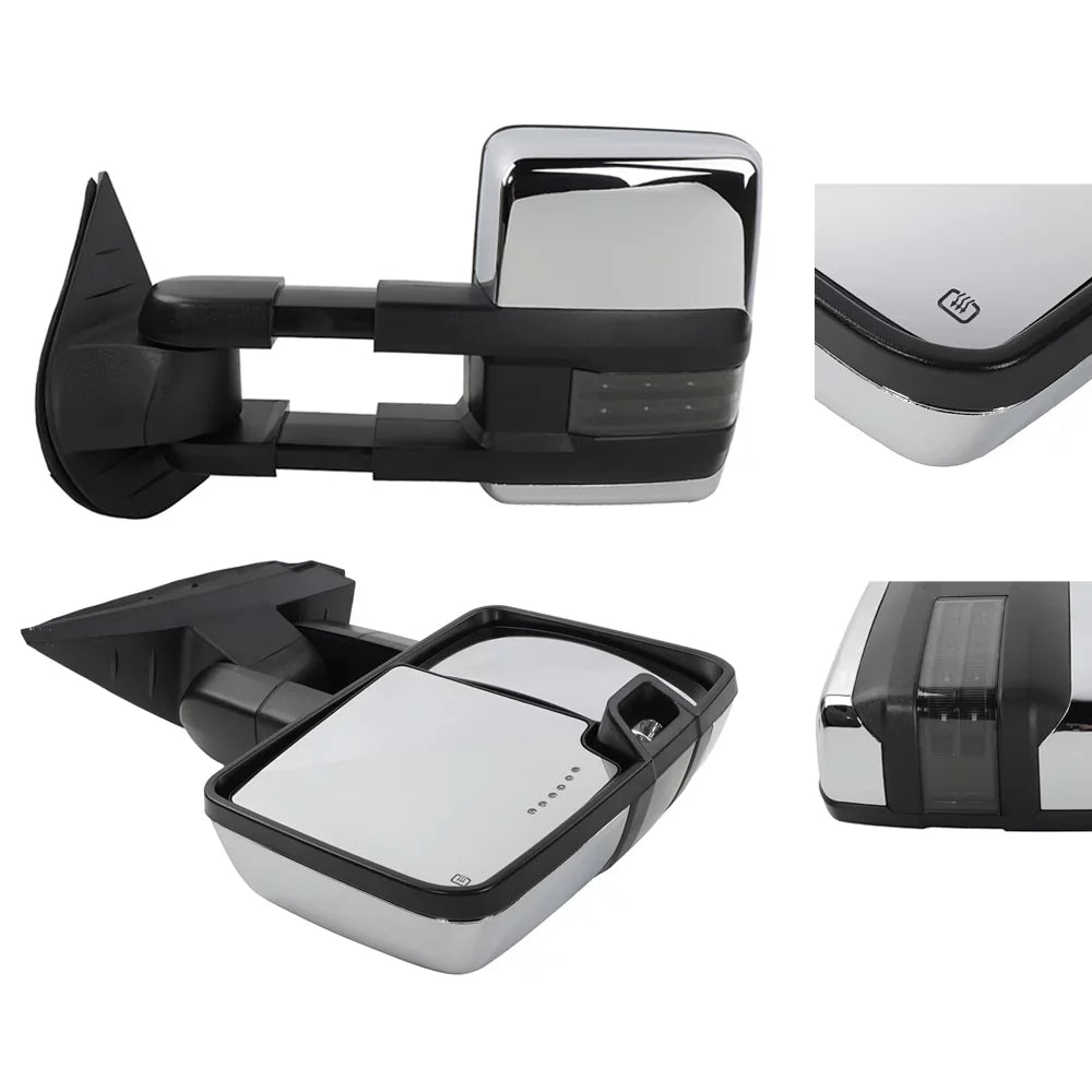 BMTBUY Power Heated Chrome Towing Mirrors for 07-13 Chevy Tahoe LED Signal & Backup Lamp