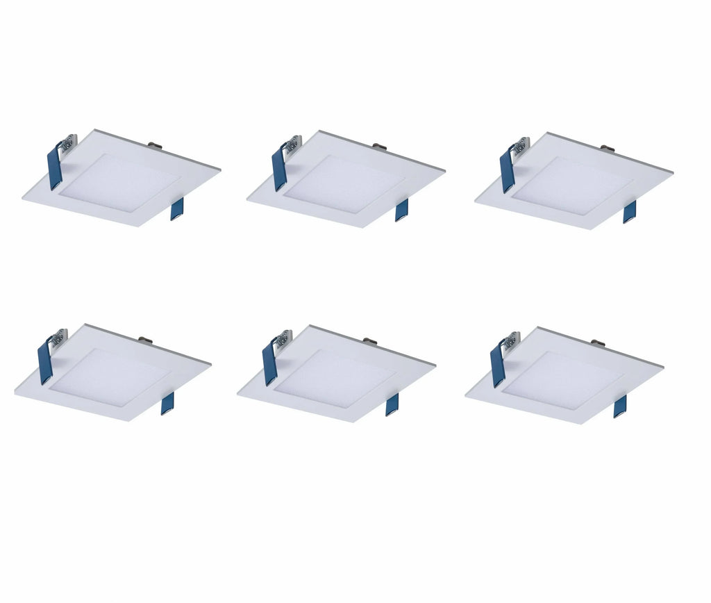 Halo 4 inch Dimmable LED Square Recessed Retrofit Lighting, Easy Downlight Installation, 10.8W (65W Eqv.), 701lm, Ceiling Can Lights, Energy Star, 4000K - 6 Pack
