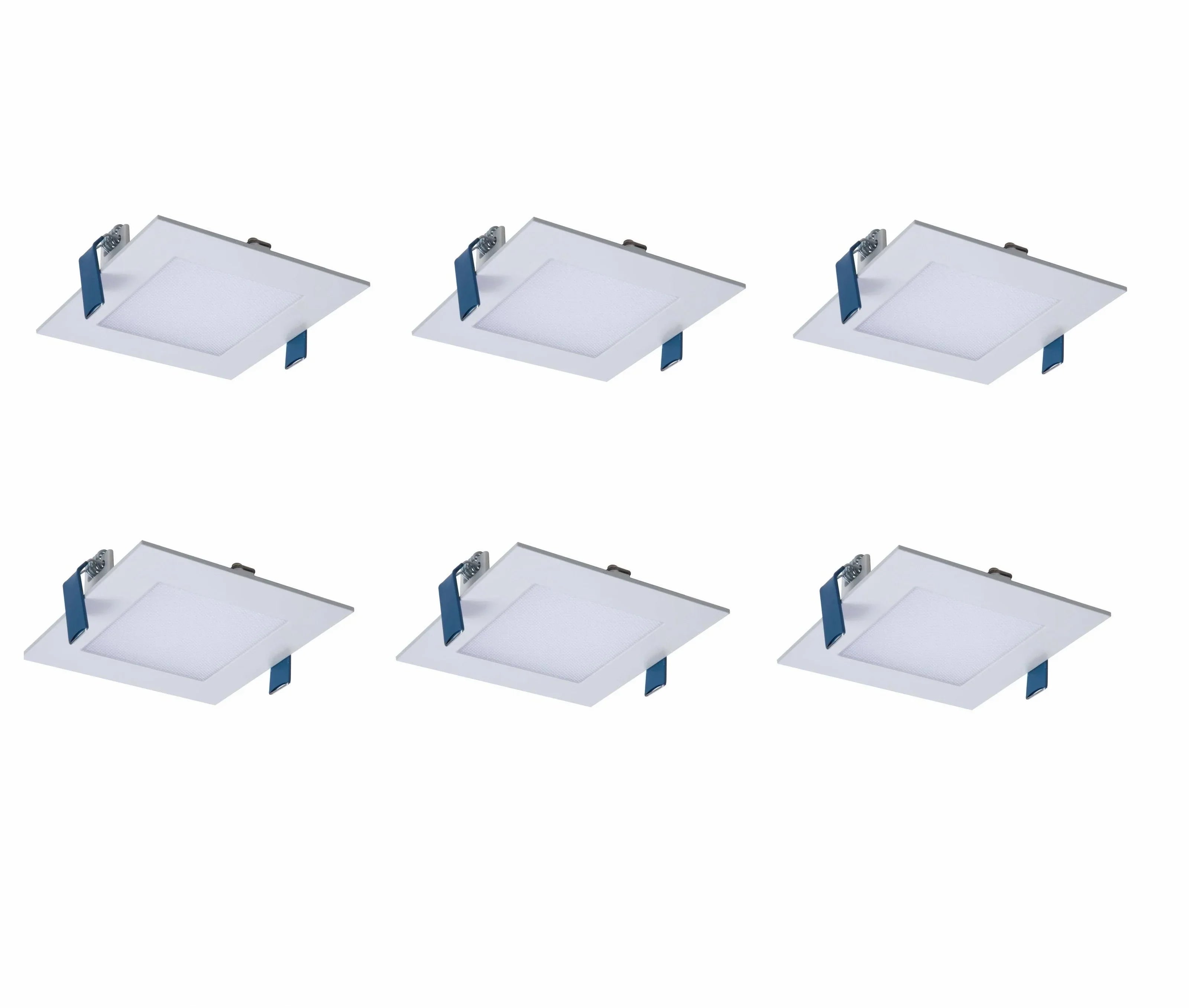 Halo 4 inch Dimmable LED Square Recessed Retrofit Lighting, Easy Downlight Installation, 10.8W (65W Eqv.), 701lm, Ceiling Can Lights, Energy Star, 4000K - 6 Pack