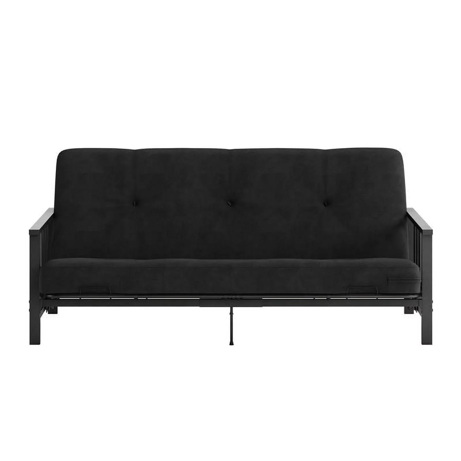 DHP Tallie Full Metal Arm Futon with 6" Thermobonded Black Microfiber Mattress