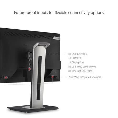 ViewSonic VG2756-4K 27 Inch IPS 4K Docking Monitor with Integrated USB C 3.2, RJ45, HDMI, Display Port and 40 Degree Tilt Ergonomics for Home and Office