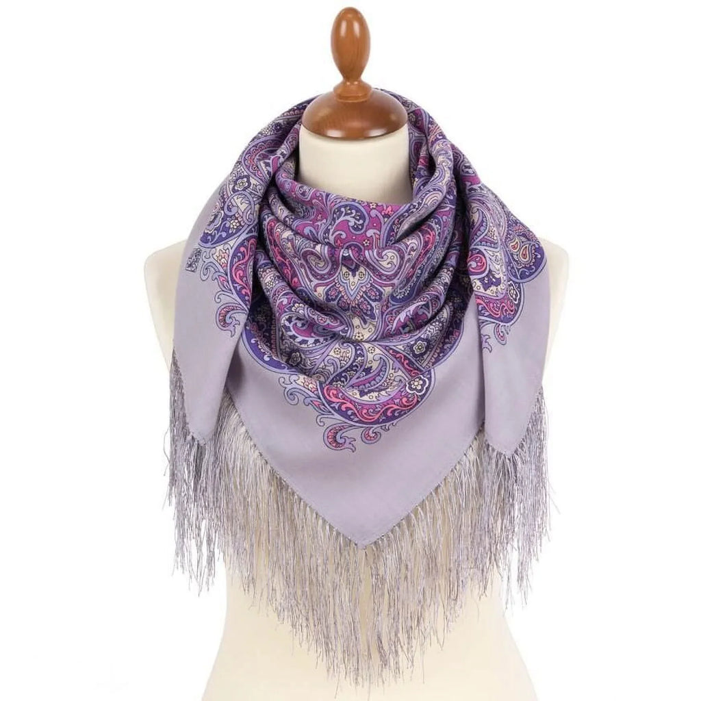 Spring Storm Pavlovo Posad Wool Shawl in Lilac
