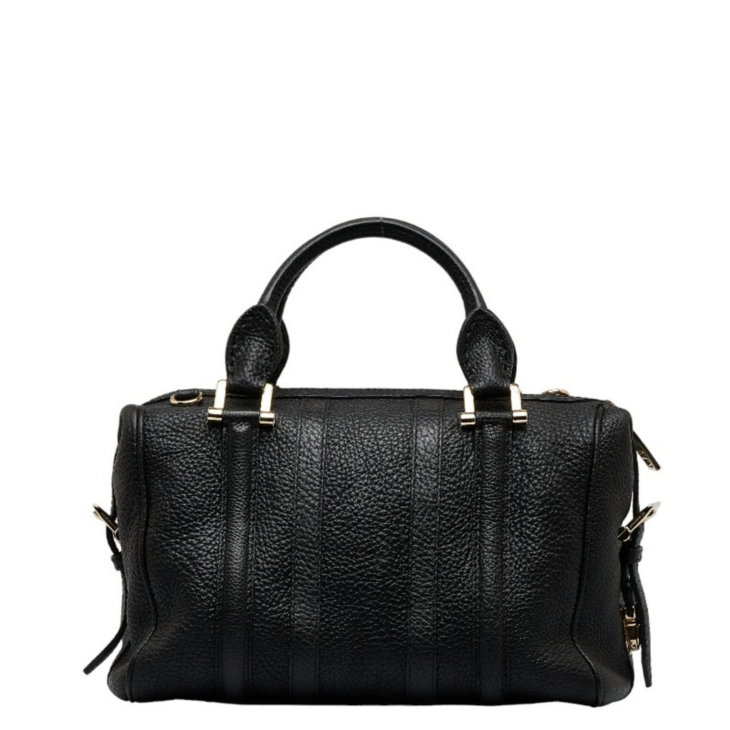 Pre-Owned Burberry Side Belt Metal Handbag Shoulder Bag Black Grain Calf Leather Women's BURBERRY (Good)